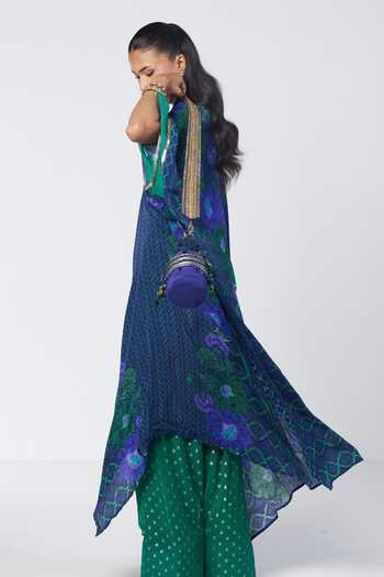 Rishi And Vibhuti Pere Printed Kaftan With Farshi Salwar 