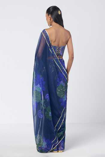 Rishi And Vibhuti Rimsim Printed Saree With Corset 