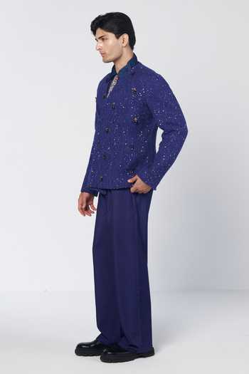 Rishi And Vibhuti Purple Silk, Organza, Chanderi Rimjhim Embroidered Coat Pant Set Online at Aza Fashions Rishi And Vibhuti_Purple Silk, Organza, Chanderi Rimjhim Embroidered Coat Pant Set _Online_at_Aza_Fashions
