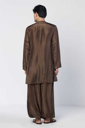 Rishi And Vibhuti Olive Dusk Embroidered Kurta Set 