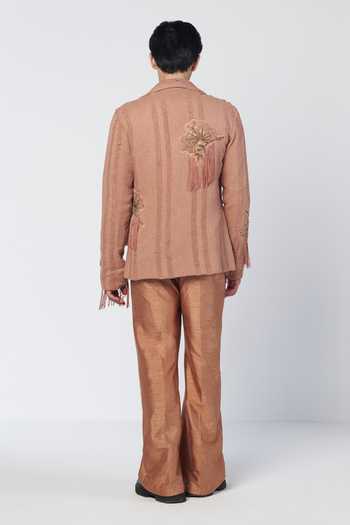 Rishi And Vibhuti Raw Silk Desert Dusk Embroidered Jacket & Kurta Set 