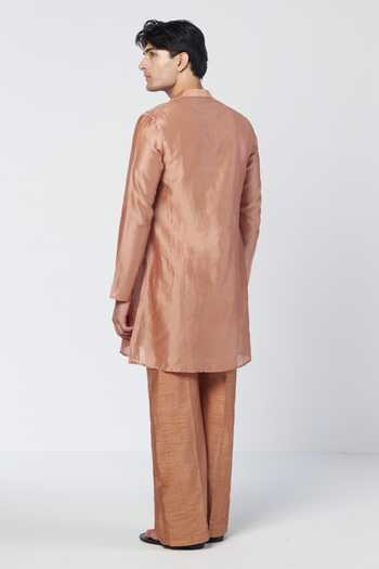 Rishi And Vibhuti Biscoff Tassel Embroidered Kurta Set 