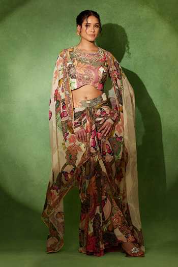 Soniya G Gulistan Printed Draped Skirt Set 