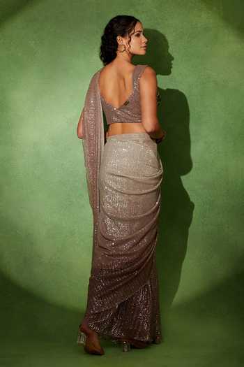 Soniya G Lunara Shimmer Pre-Draped Saree With Blouse 