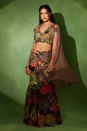 Soniya G Ruhani Garden Lehenga With Draped Blouse 