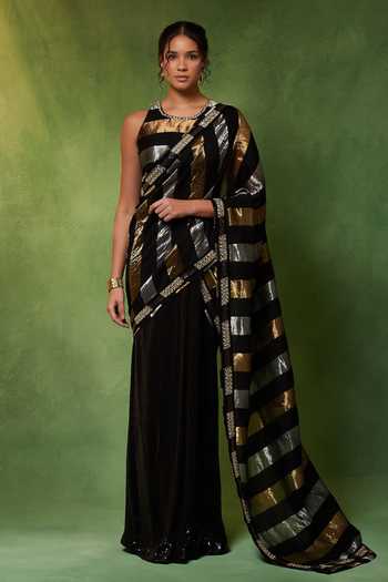 Soniya G Gilded Eclipse Pre-Draped Saree With Blouse 