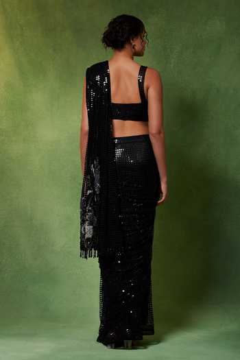 Soniya G Siyah Chand Metallic Pre-Draped Saree With Blouse 