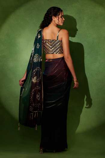 Soniya G Morni Pre-Draped Saree With Blouse 