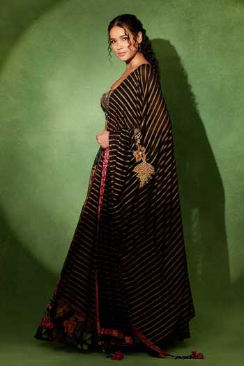 Shop Soniya G Black Georgette Square Neck Rangmahal Printed Lehenga Set Online at Aza Fashions Shop_Soniya G_Black Georgette Square Neck Rangmahal Printed Lehenga Set _Online_at_Aza_Fashions