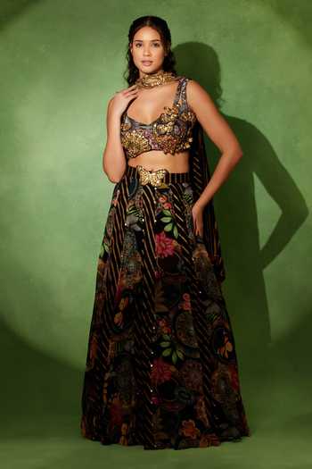 Soniya G Titli Noir Printed Lehenga Set