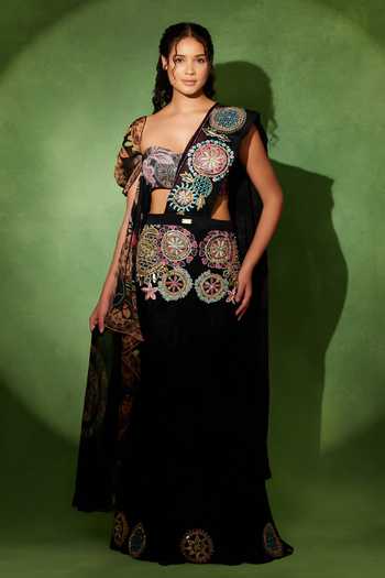 Soniya G Rang Chakra Embroidered Pre-Draped Lehenga Saree Set 