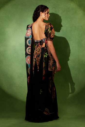 Soniya G Rang Chakra Embroidered Pre-Draped Lehenga Saree Set 