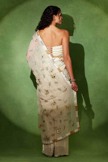 Soniya G Sitara Ivory Pre-Draped Saree With Bustier 