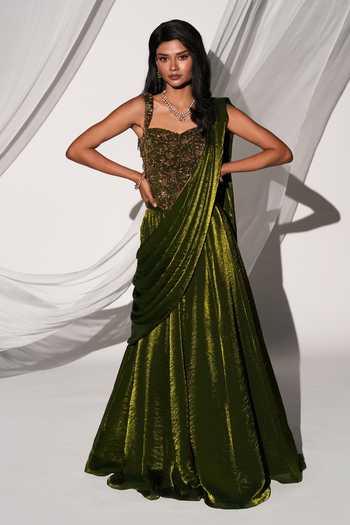 Kiyohra Miso Draped Lehenga Saree With Blouse 