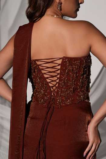 Kiyohra Noor Skirt Saree With Embroidered Draped Blouse 