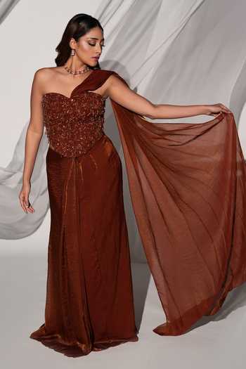 Kiyohra Noor Skirt Saree With Embroidered Draped Blouse 