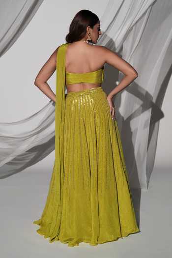 Kiyohra Raaya Draped Blouse & Flared Skirt Set 