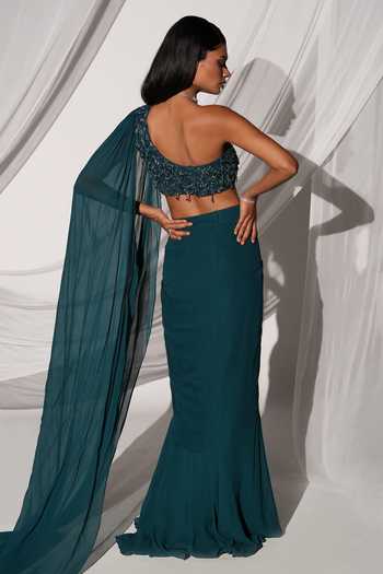 Kiyohra Margo Draped Blouse & Skirt Set 
