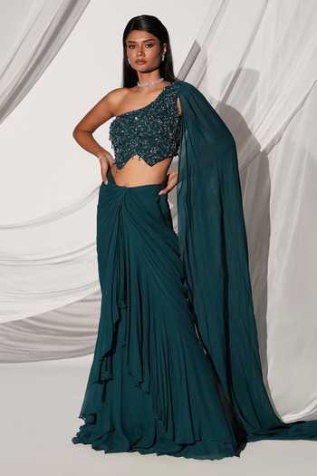 Kiyohra Margo Draped Blouse & Skirt Set 
