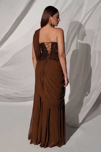 Kiyohra Ada Draped Embroidered Blouse With Skirt Saree 