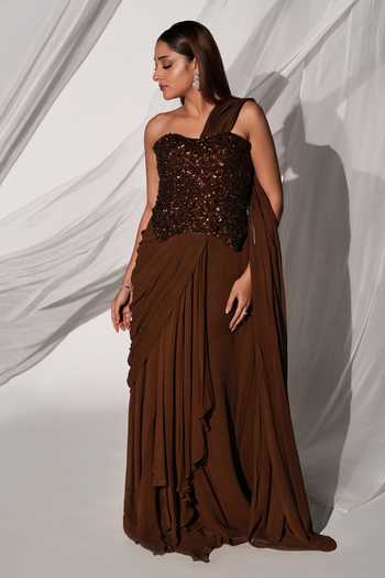 Kiyohra Ada Draped Embroidered Blouse With Skirt Saree 