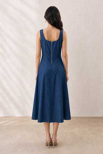 Origani Dora Embroidered Denim Dress 