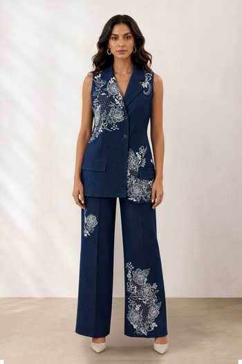 Origani Bluebell Embroidered Jacket & Pant Co-ord Set 