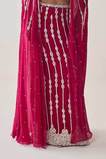 Seema Thukral Pink Georgette, Satin, Chiffon Sweetheart Eleanor Embellished Cape And Skirt Set at Aza Fashions Seema Thukral_Pink Georgette, Satin, Chiffon Sweetheart Eleanor Embellished Cape And Skirt Set _at_Aza_Fashions