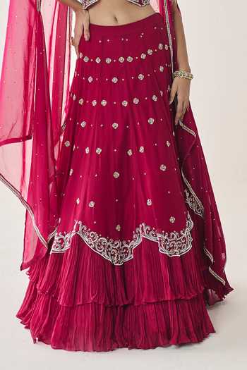 Buy Seema Thukral Pink Organza, Georgette, Satin, Chiffon Fern Embellished Cape Lehenga Set Online at Aza Fashions Buy_Seema Thukral_Pink Organza, Georgette, Satin, Chiffon Fern Embellished Cape Lehenga Set _Online_at_Aza_Fashions
