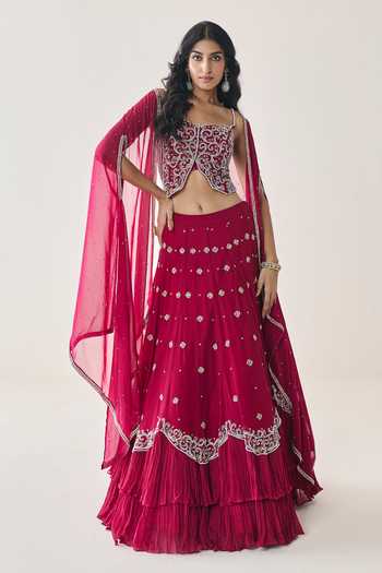 Seema Thukral Fern Embellished Cape Lehenga Set