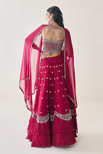 Seema Thukral Fern Embellished Cape Lehenga Set