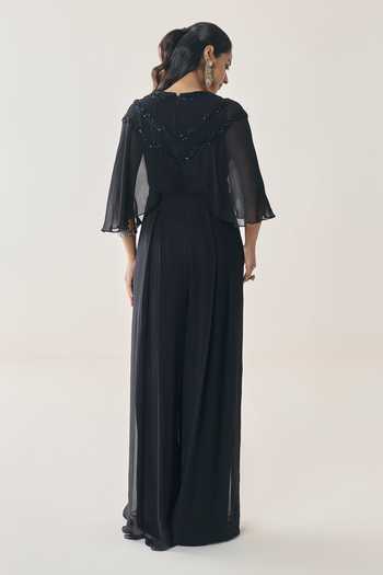 Seema Thukral Fawn Embellished Pre-Draped Jumpsuit 