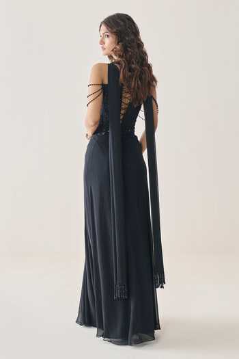 Seema Thukral Cora Embellished Corset Draped Skirt Set 