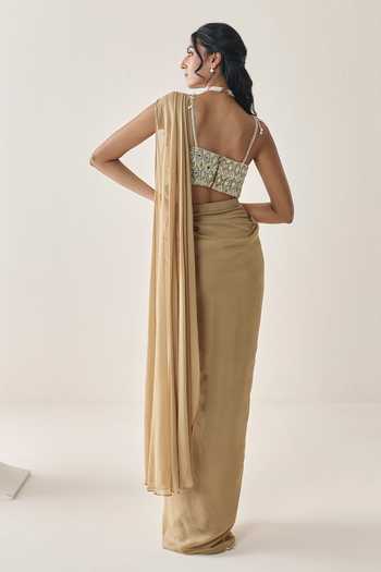 Seema Thukral Loretta Pre-Draped Saree With Embellished Blouse