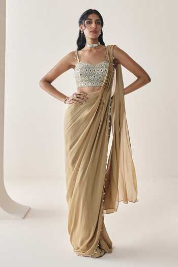Seema Thukral Loretta Pre-Draped Saree With Embellished Blouse
