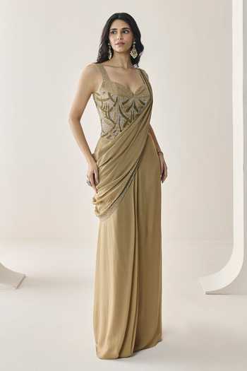 Seema Thukral Bernadette Pre-Stitched Saree With Embellished Corset