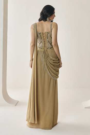 Seema Thukral Bernadette Pre-Stitched Saree With Embellished Corset