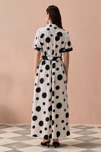 Zazu Monochrome Mono Polka Maxi Dress 
