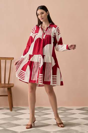 Zazu Merlot Matisse Printed Short Dress 