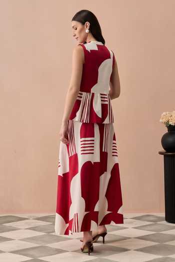Zazu Merlot Matisse Top & Skirt Co-ord Set 