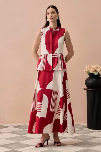 Zazu Merlot Matisse Top & Skirt Co-ord Set 
