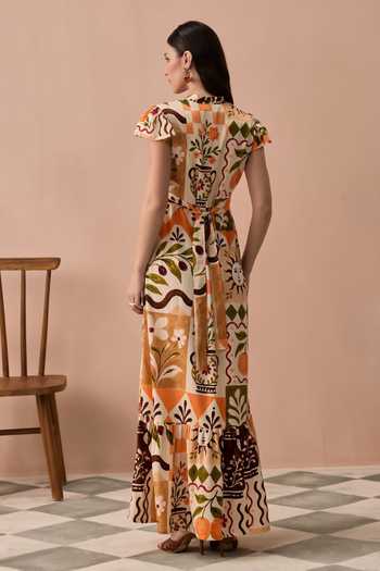 Zazu Terracotta Frida Maxi Dress 