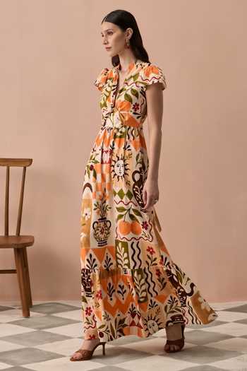Zazu Terracotta Frida Maxi Dress 