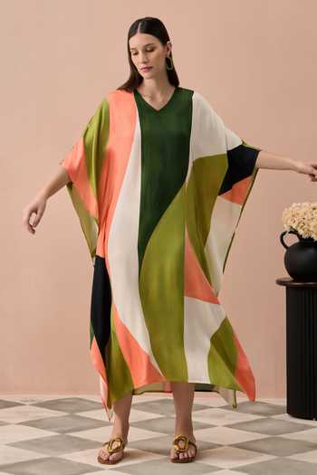 Zazu Olive Calder Color Block Kaftan 