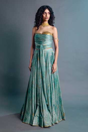 Punit Balana Sage Green Corset & Skirt Set 