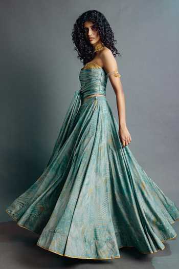 Punit Balana Sage Green Corset & Skirt Set 
