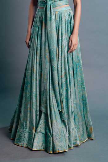 Buy Punit Balana Green Silk, Satin Sweetheart Neck Sage Corset And Skirt Set Online at Aza Fashions Buy_Punit Balana_Green Silk, Satin Sweetheart Neck Sage Corset And Skirt Set _Online_at_Aza_Fashions