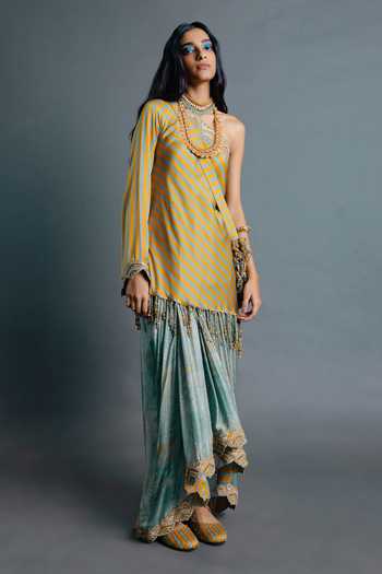 Punit Balana Asymmetric One Shoulder Top & Skirt Set 