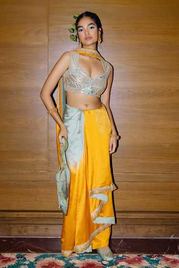 Punit Balana Danka Colorblock Saree With Blouse