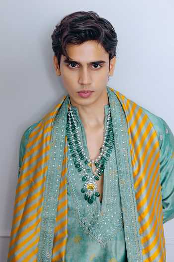 Punit Balana Sage Green Printed Kurta Set 